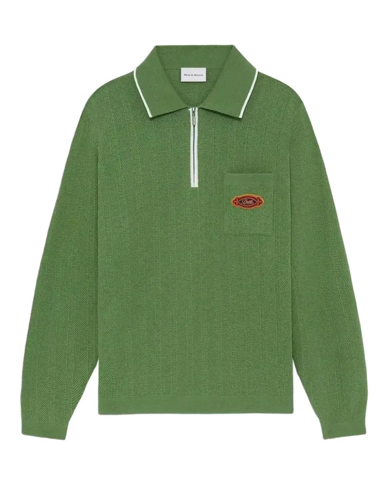 Drôle de Monsieur logo-patch zip-up polo shirt - Grün Grün