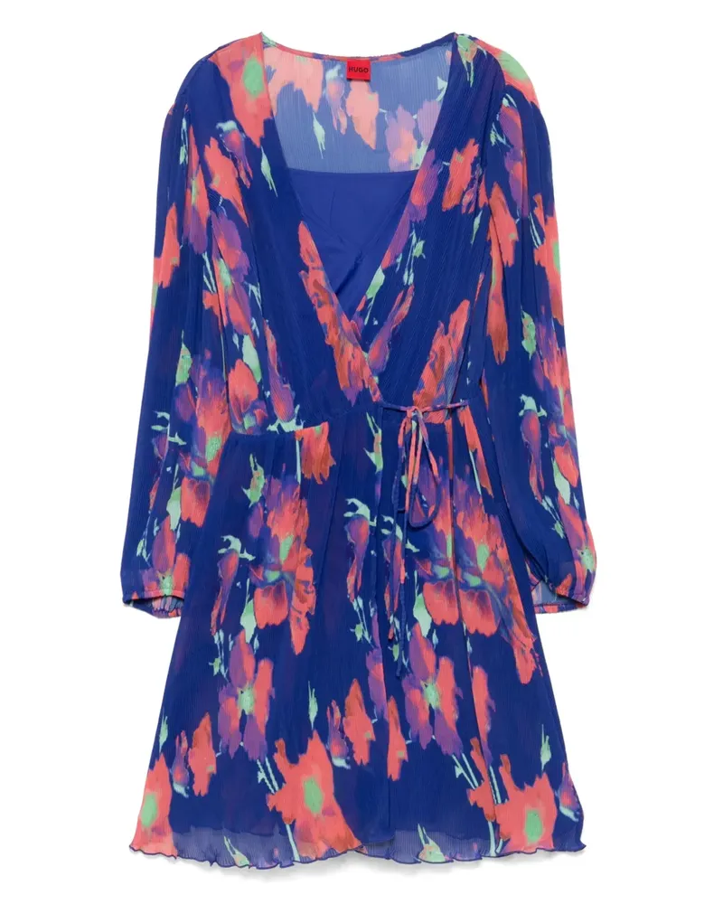 HUGO BOSS Midikleid mit Blumen-Print - Blau Blau