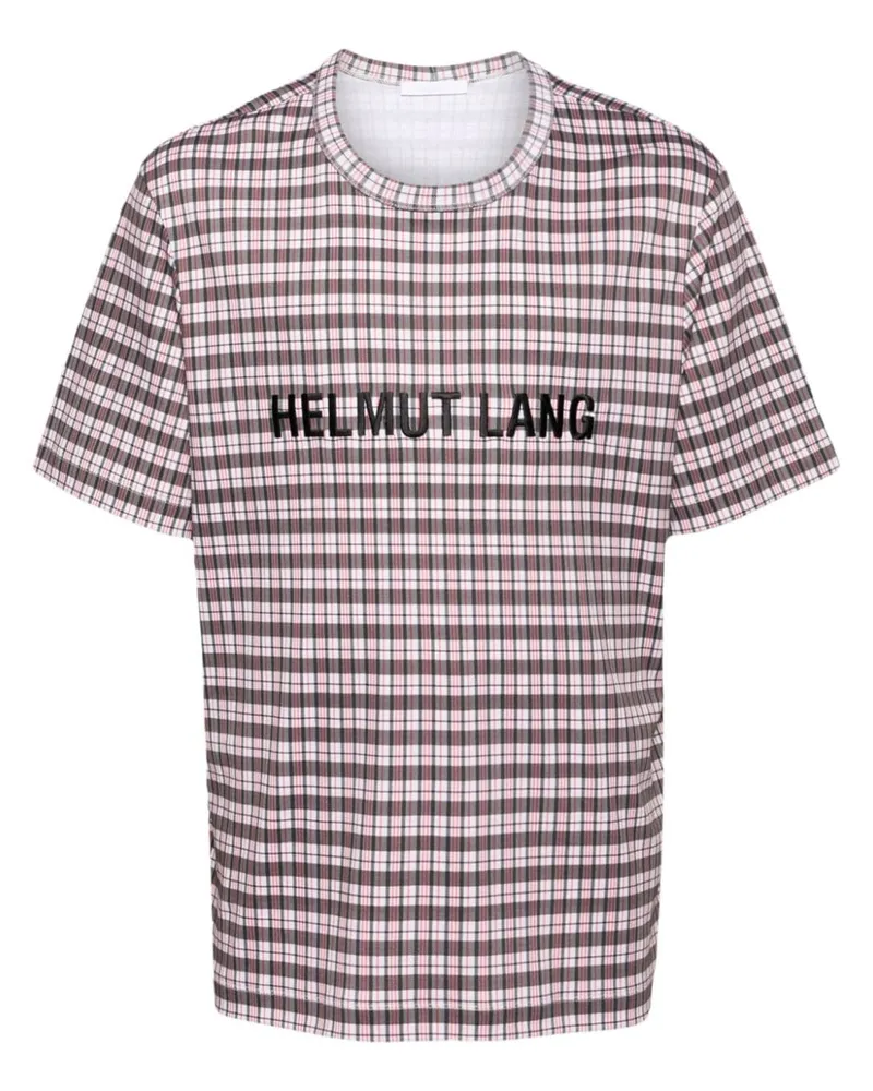 Helmut Lang Kariertes T-Shirt mit Logo-Print - Weiß Weiß