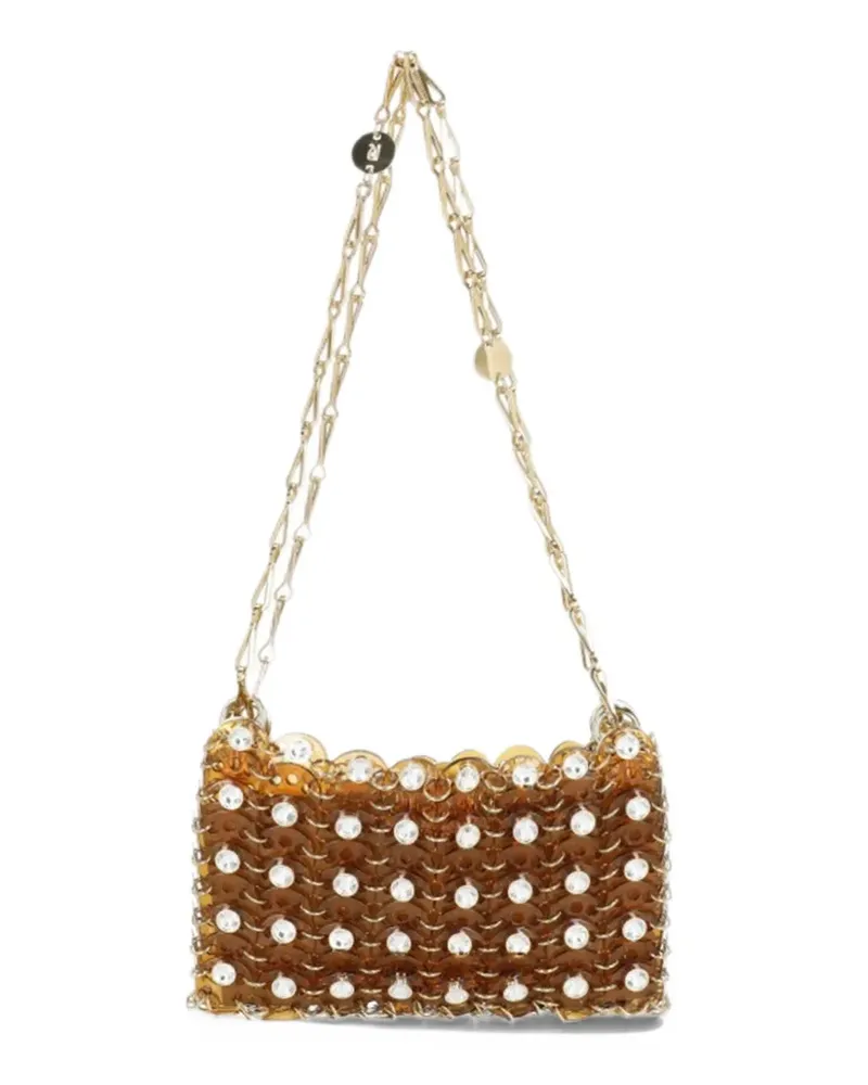 Paco Rabanne 1969 Nano Schultertasche mit Kristallen - Gold Gold