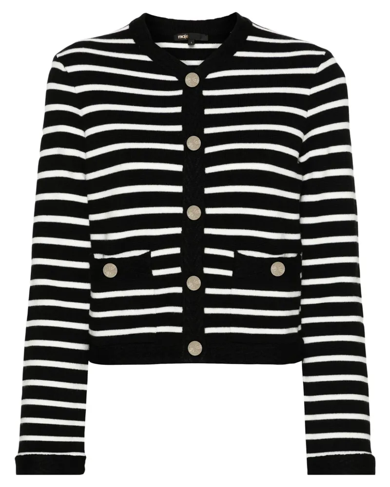 Maje Gestreifter Cardigan - Schwarz Schwarz
