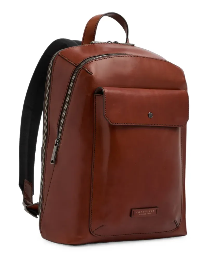 The Bridge Mattia Rucksack aus Leder mit Klappentasche - Braun Braun
