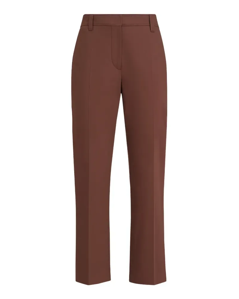 Brunello Cucinelli stretch twisted cotton twill cigarette trousers with monili - Braun Braun
