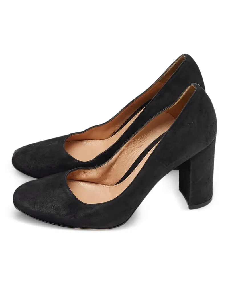 Gianvito Rossi Nubukleder-Pumps mit Blockabsatz - Schwarz Schwarz