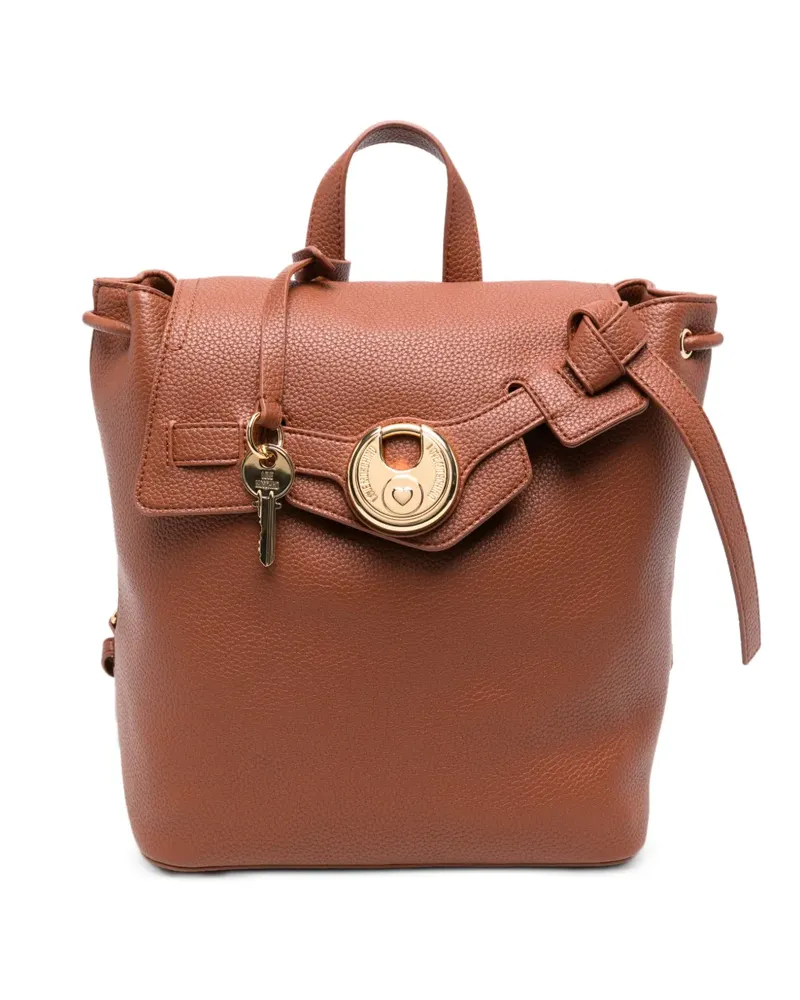 Moschino Rucksack mit Logo-Schild - Braun Braun