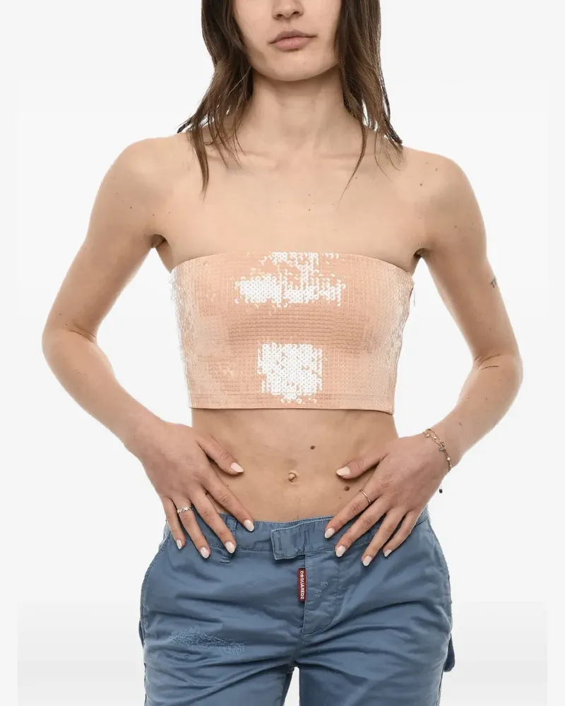 Dsquared2 Disco sequin-embellished strapless crop top - Nude Nude