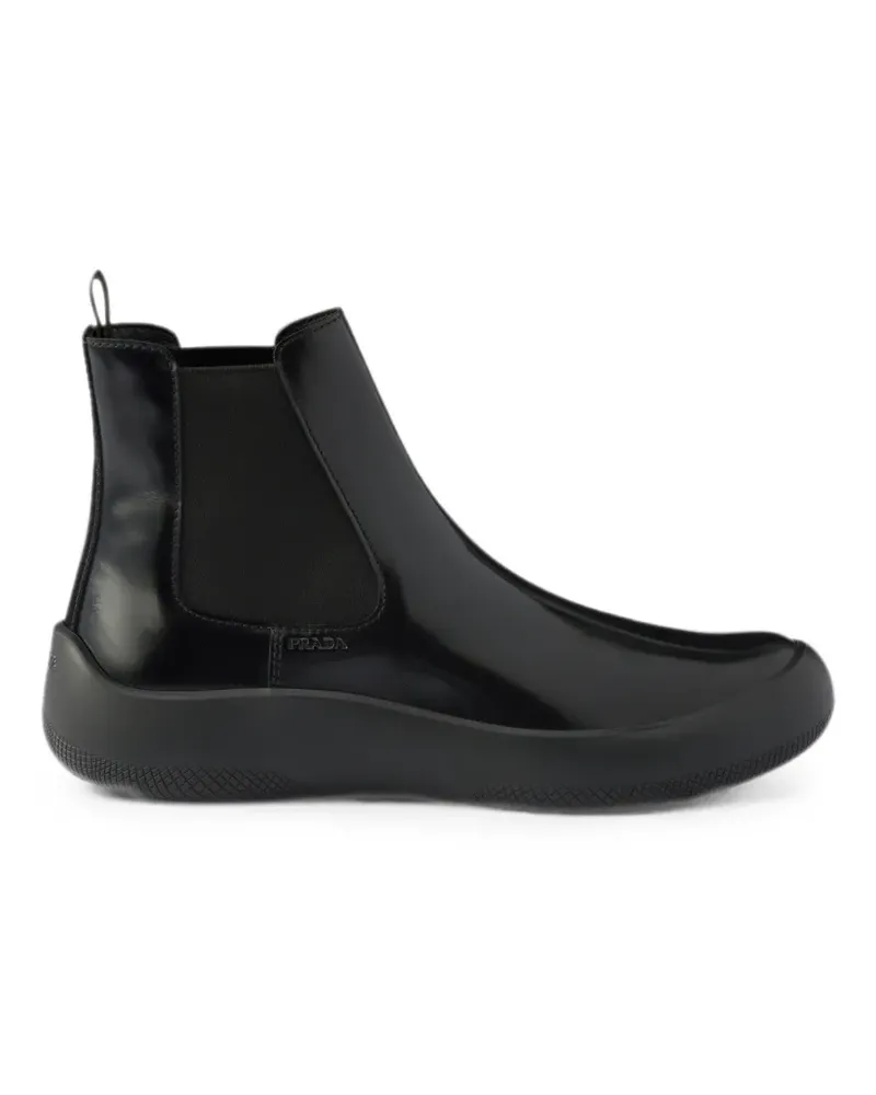 Prada Chelsea-Boots aus gebürstetem Leder - Schwarz Schwarz