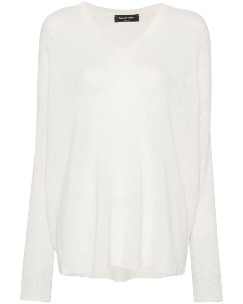 Fabiana Filippi Kaschmirpullover mit V-Ausschnitt - Weiß Weiß