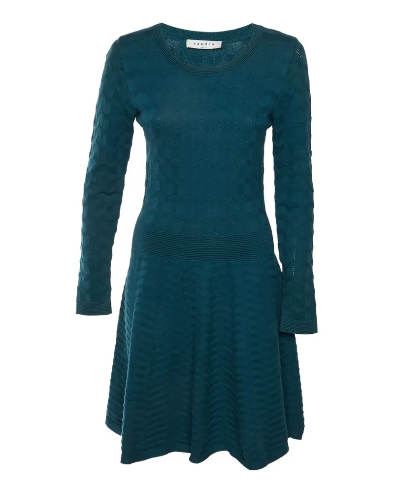 Sandro Gestricktes Minikleid mit Zickzackmuster - Blau Blau