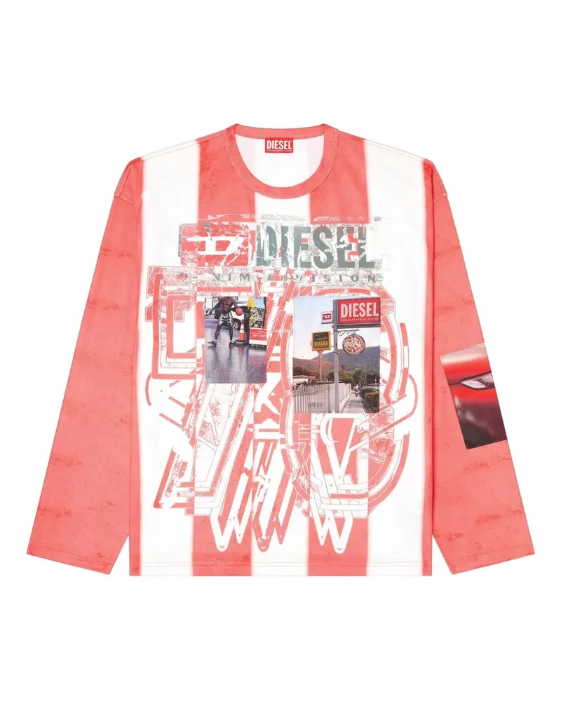 Diesel Langarmshirt mit grafischem Print - Rot Rot