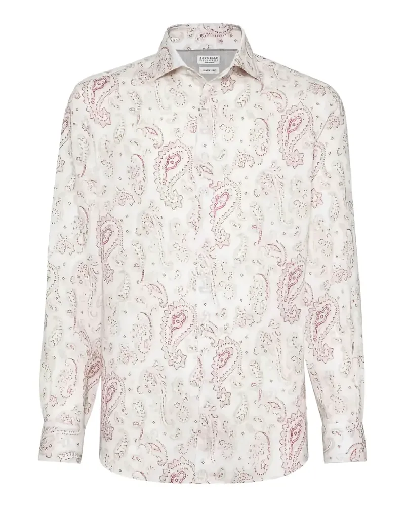Brunello Cucinelli Leinenhemd mit Paisley-Print - Nude Nude