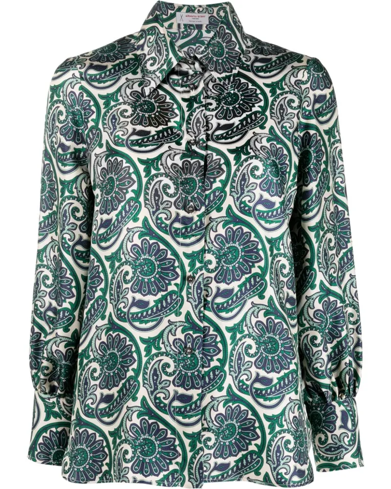 Alberto Biani Seidenhemd mit Paisley-Print - Grün Grün