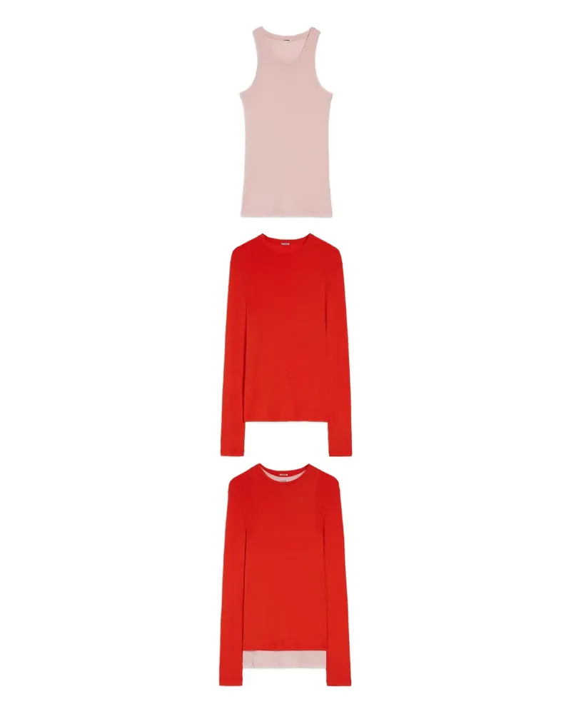 Jil Sander T-Shirt im Layering-Look - Rot Rot