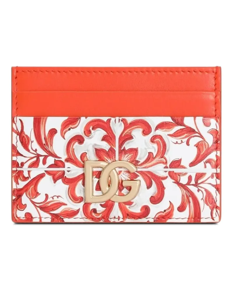 Dolce & Gabbana 3,5 Kartenetui aus Kalbsleder mit Majolika-Print - Orange Orange