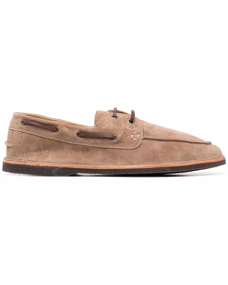 Brunello Cucinelli Wildleder-Loafer mit Schnürung - Nude Nude