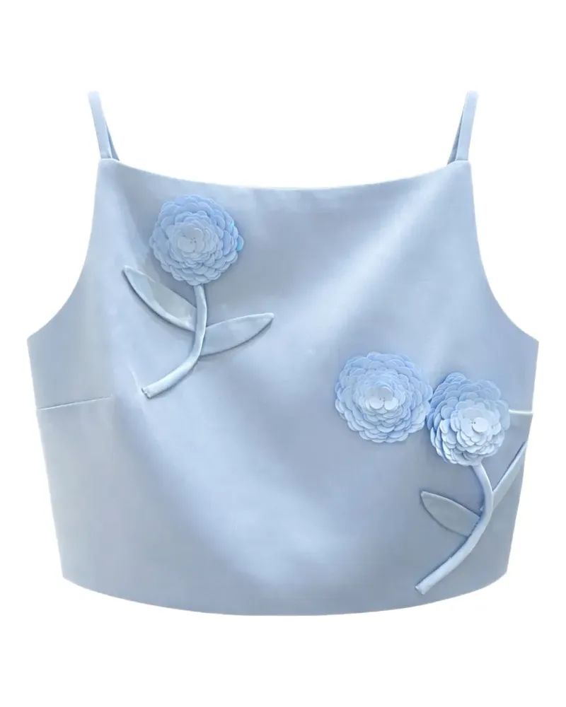 Self-Portrait sequin flower top - Blau Blau