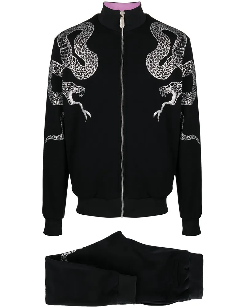 Philipp Plein Jogginganzug mit Kristallschlangen - Schwarz Schwarz