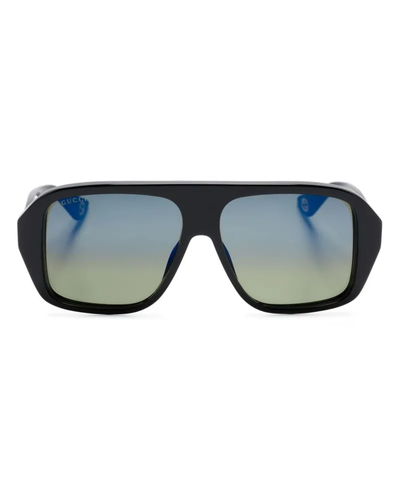 Gucci Sonnenbrille mit Oversized-Gestell - Schwarz Schwarz