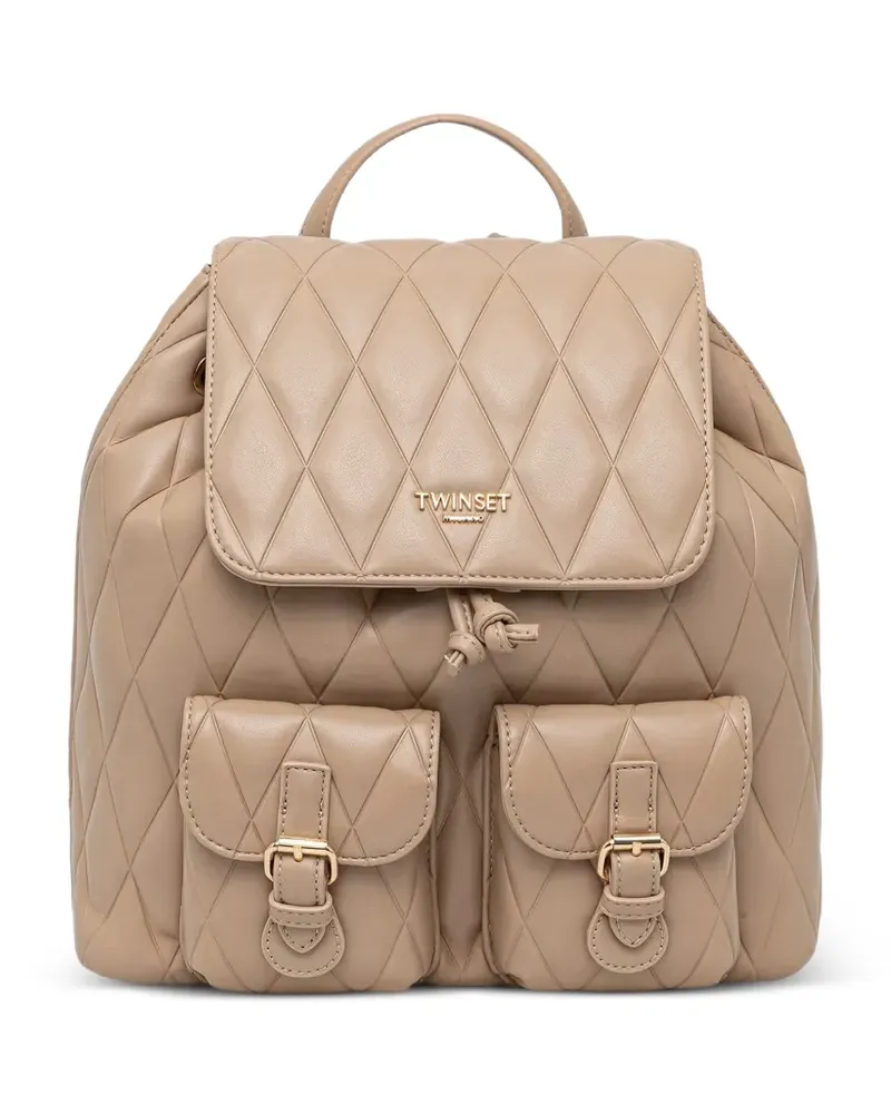 Twin-Set quilted leather backpack - Nude Nude