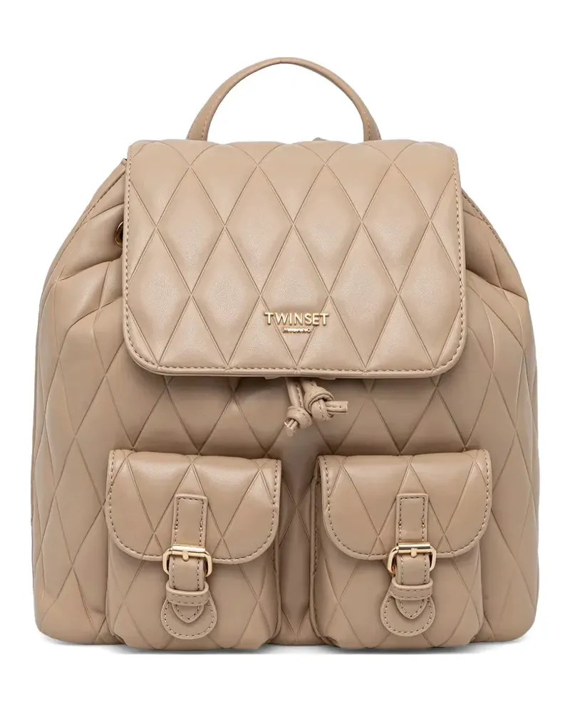 Twin-Set quilted leather backpack - Nude Nude