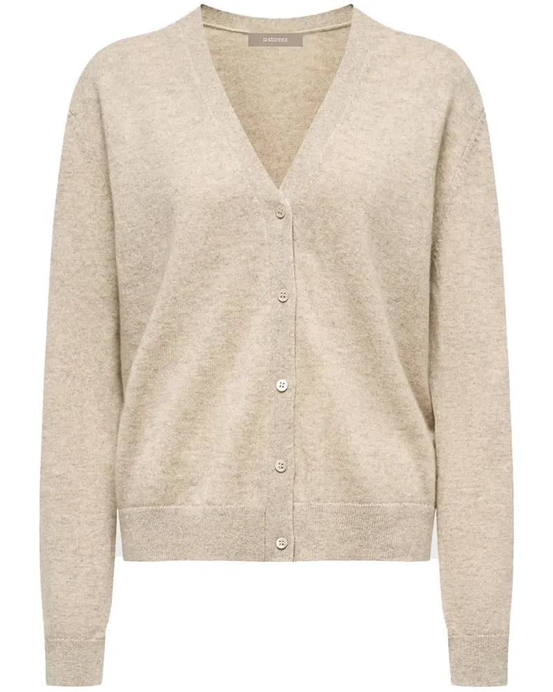 12 STOREEZ Cardigan mit V-Ausschnitt - Nude Nude