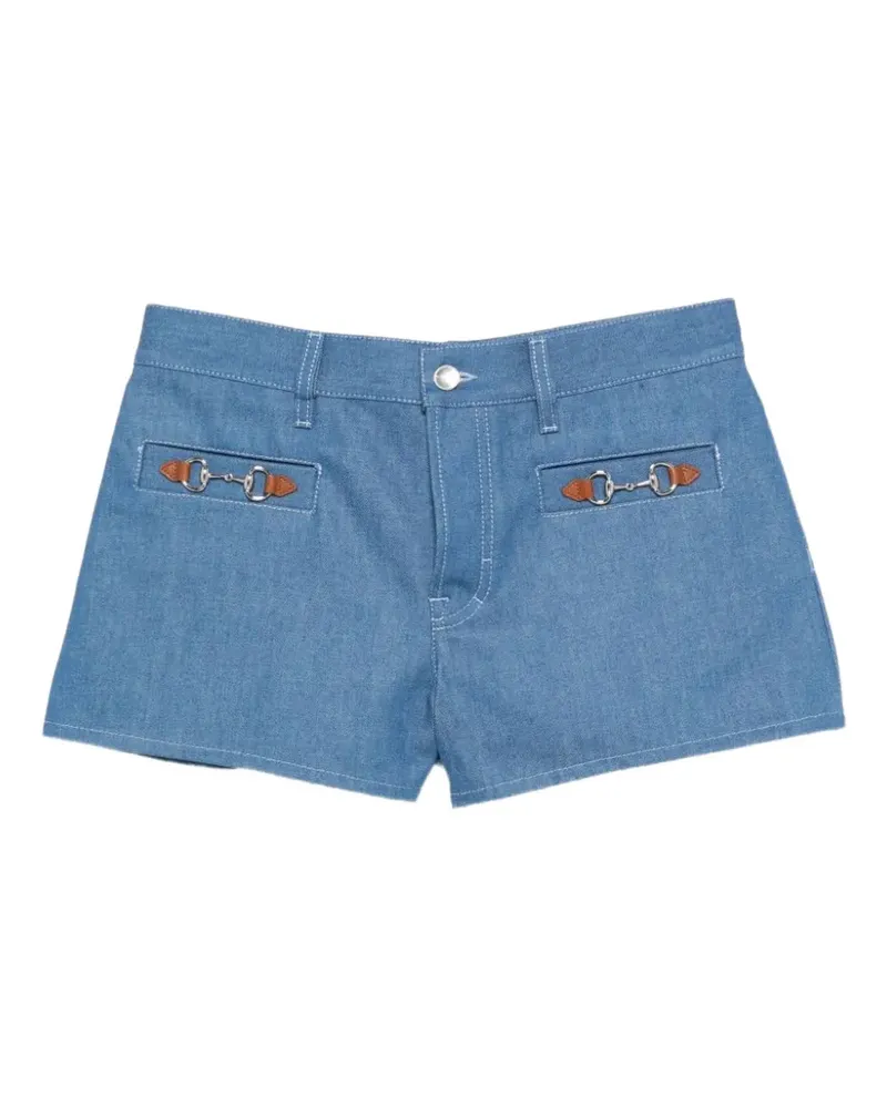 Gucci horsebit-detail cotton denim shorts - Blau Blau