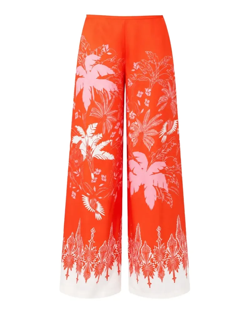 Poupette St Barth Clea palm-tree print Clea trousers - Orange Orange