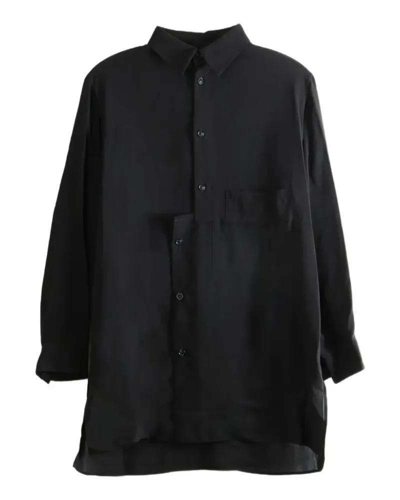 Yohji Yamamoto Langarmhemd im Patchwork-Look - Schwarz Schwarz