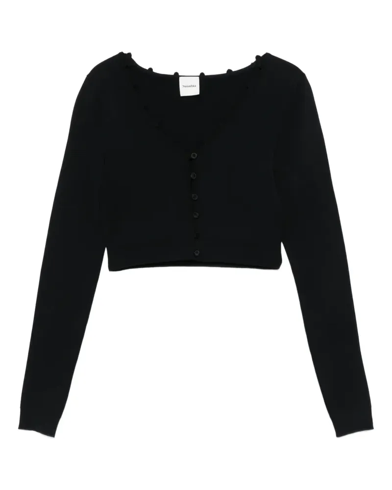 Nanushka Geknöpfter Cardigan mit Rüschen - Schwarz Schwarz