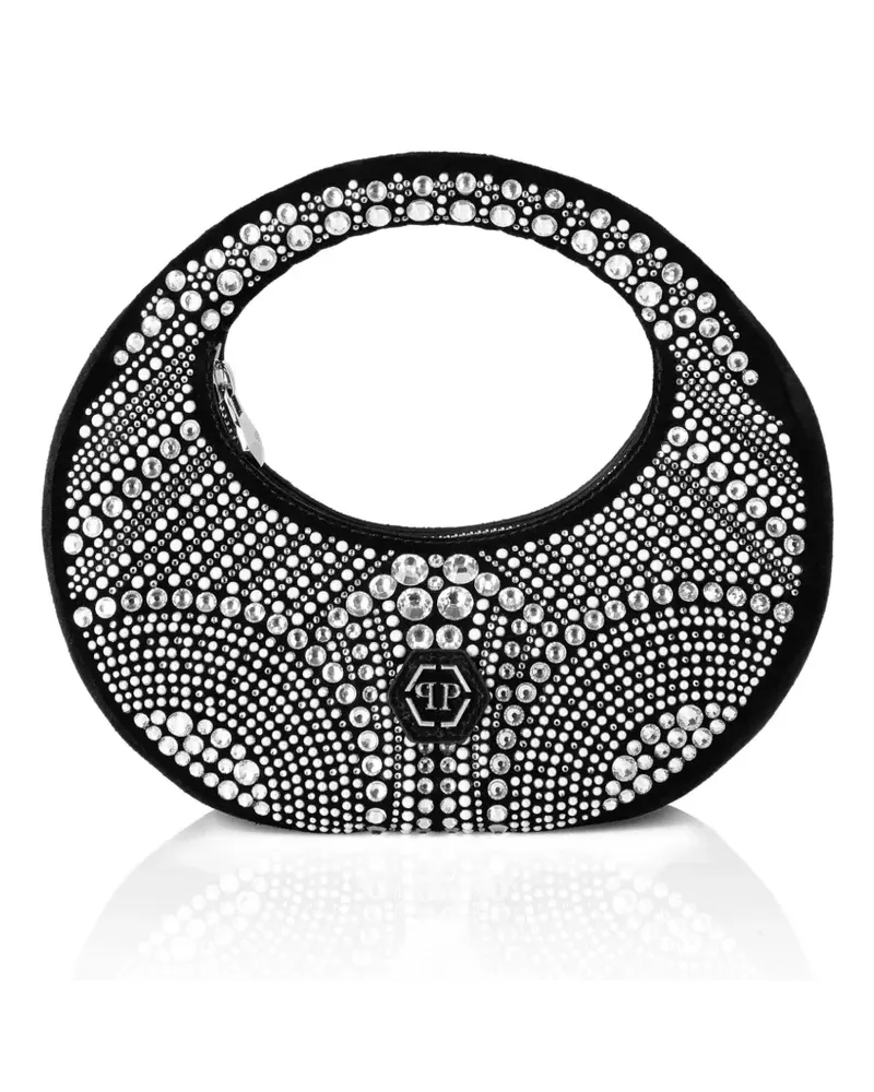 Philipp Plein medium mosaic-strass rounded tote bag - Schwarz Schwarz