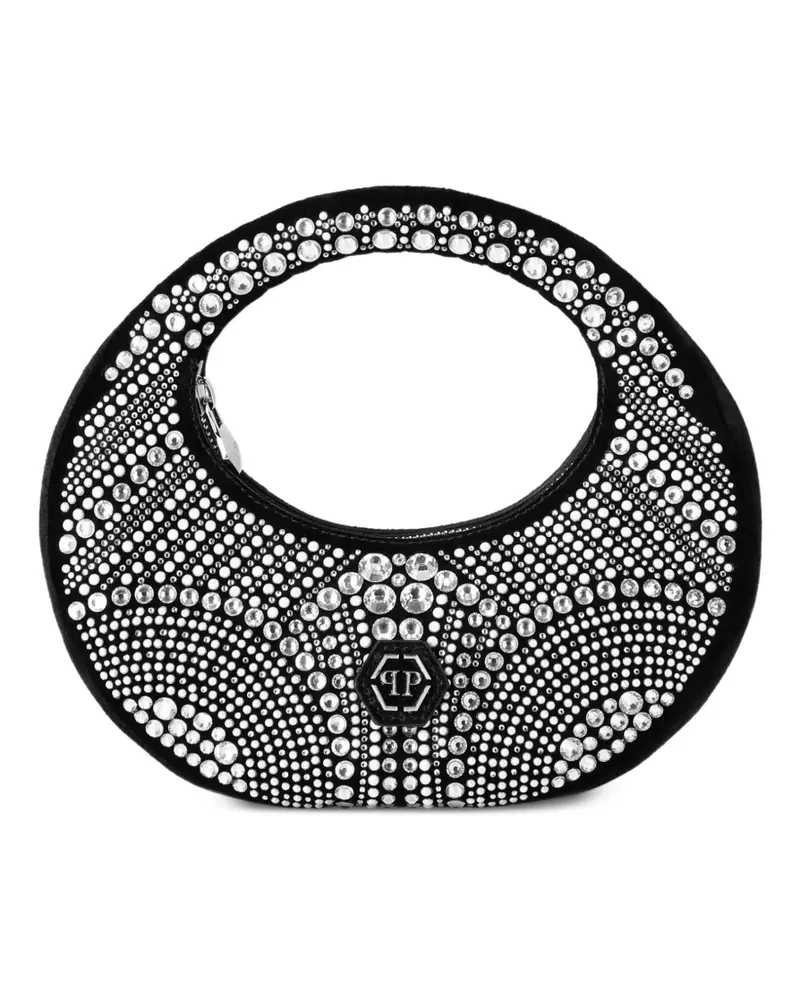 Philipp Plein Mittelgroßer runder Tote Bag mit Mosaik-Strass - Schwarz Schwarz