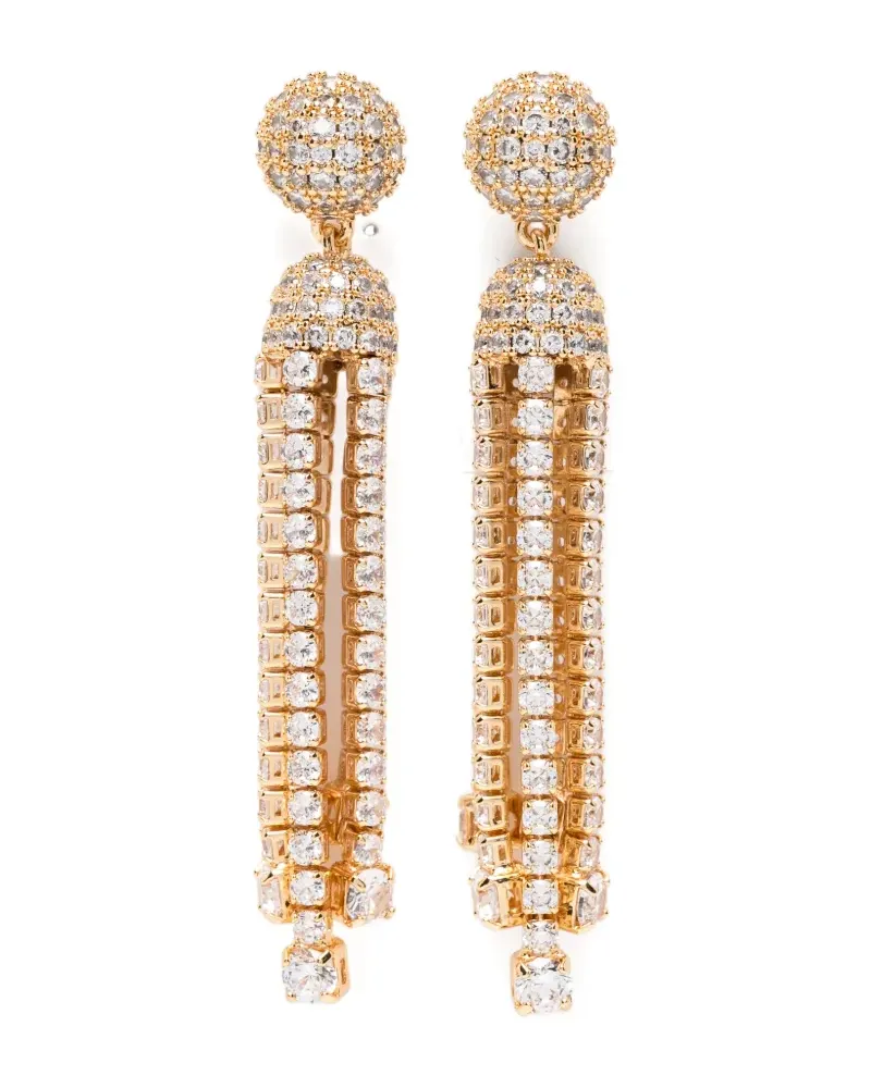 Self-Portrait crystal-embellished drop earrings - Gold Gold