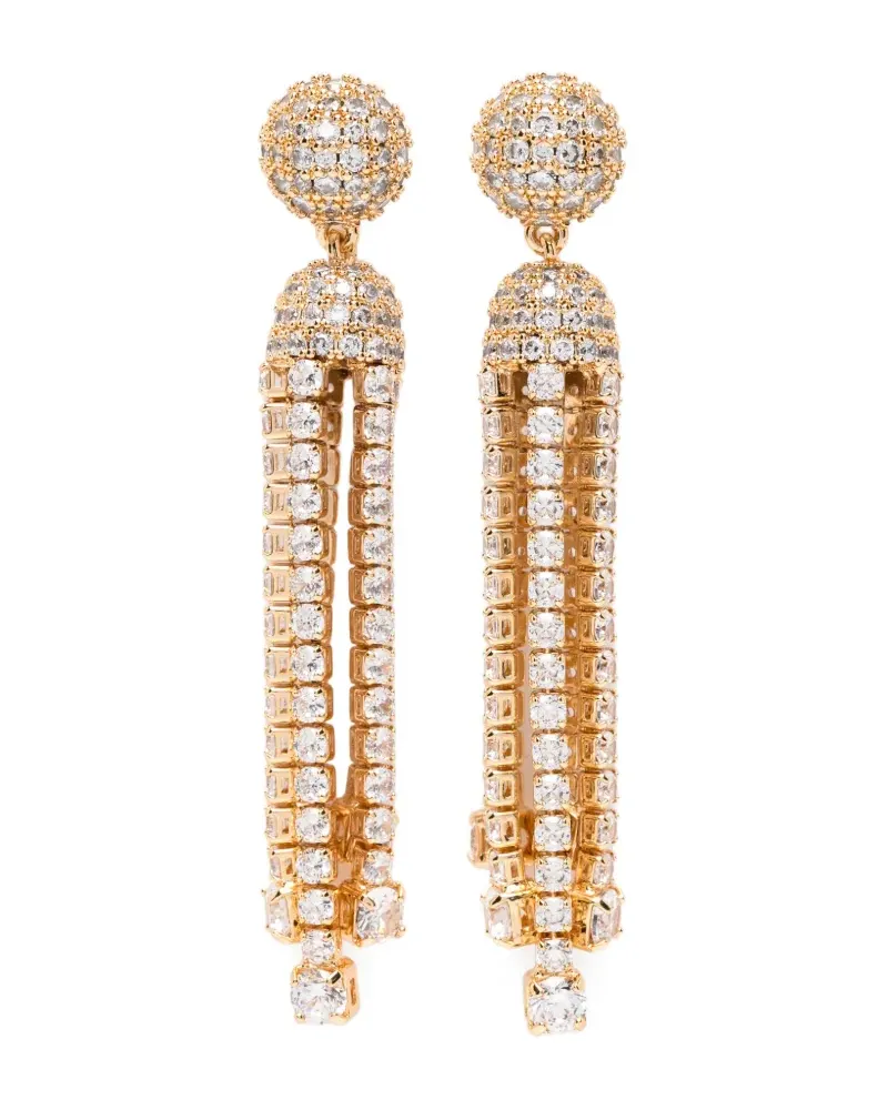 Self-Portrait crystal-embellished drop earrings - Gold Gold