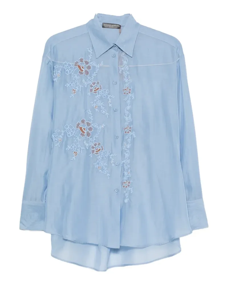 Ermanno Scervino floral-embroidered sheer shirt - Blau Blau