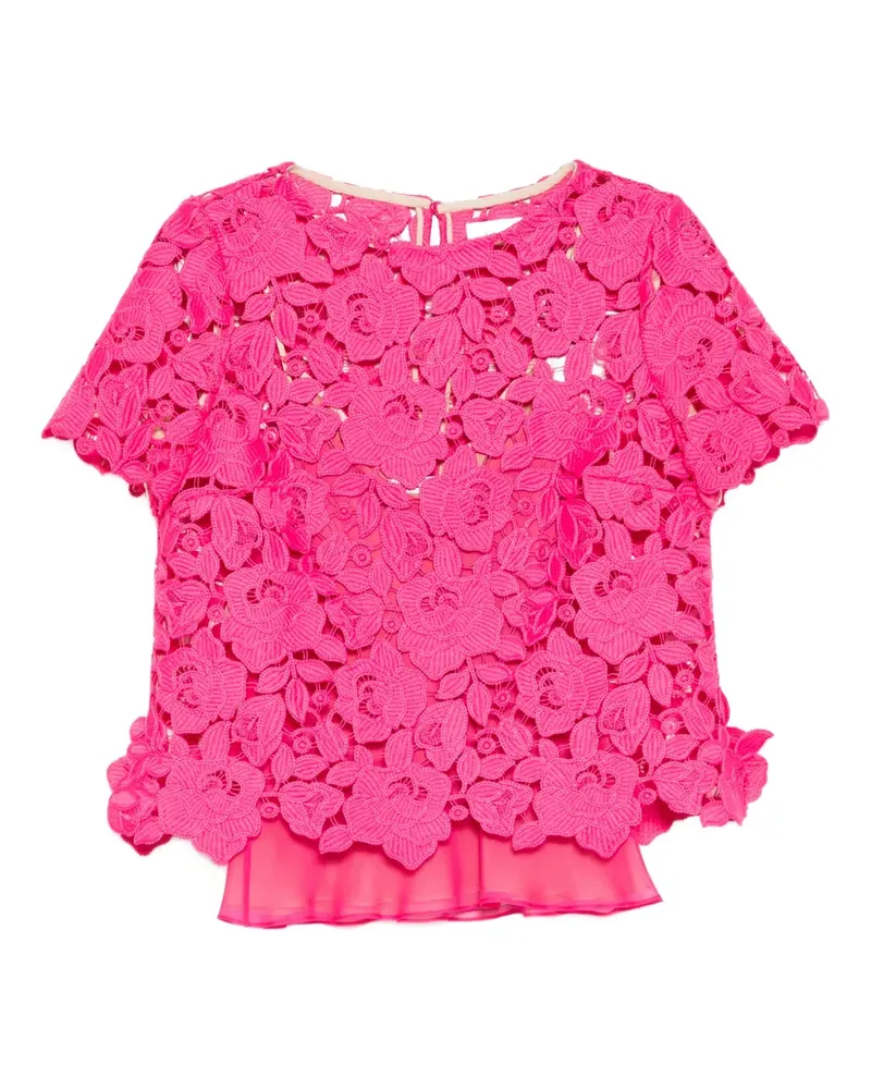 Oscar de la Renta floral lace top - Rosa Rosa