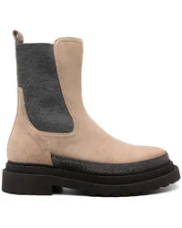 Brunello Cucinelli Chelsea-Boots aus Wildleder Nude