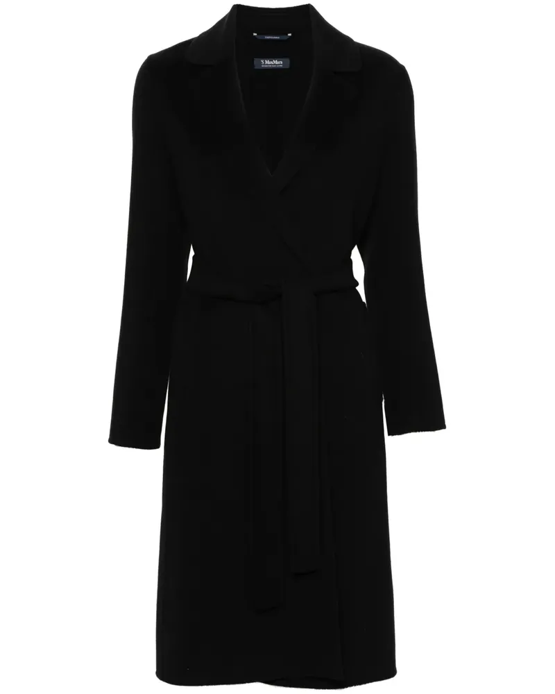 Max Mara Wickelmantel aus Wollfilz mit Gürtel - Schwarz Schwarz