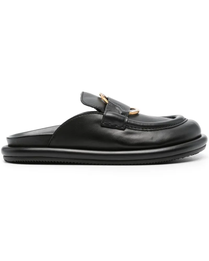 Moncler Mules aus Leder - Schwarz Schwarz
