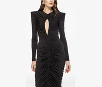 Midikleid mit Raffungen - Schwarz