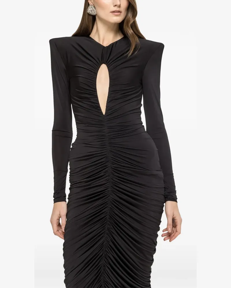 NISSA ruched midi dress - Schwarz Schwarz