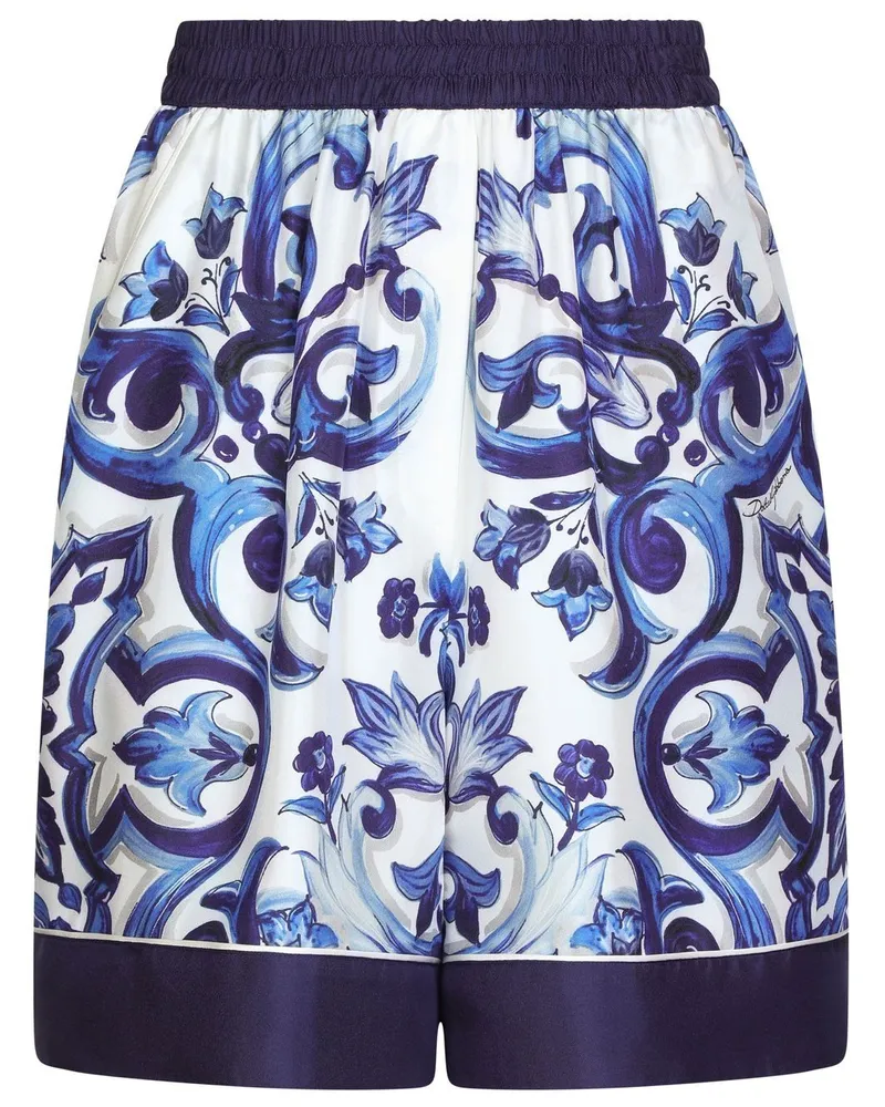 Dolce & Gabbana Pyjama-Shorts mit Majolica-Print - Blau Blau