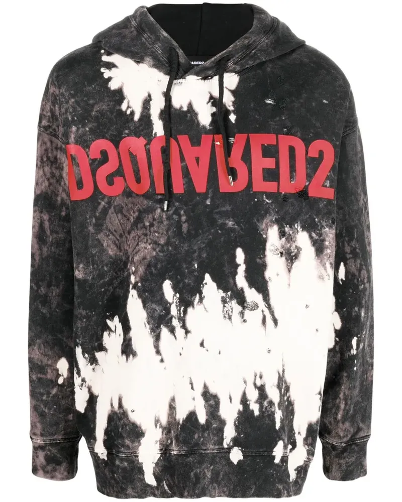 Dsquared2 Hoodie mit Bleach-Effekt - Schwarz Schwarz