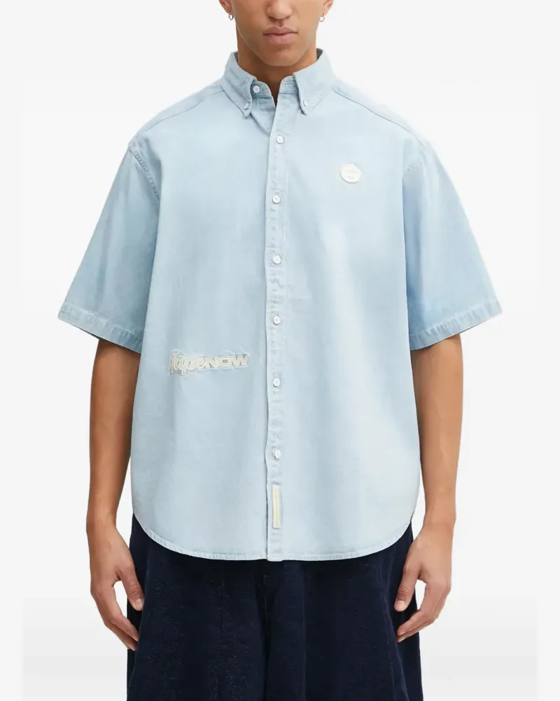 BAPE Now buttoned patch shirt - Blau Blau
