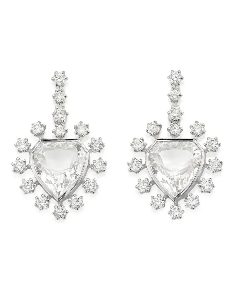 Robinson Pelham 14kt Heart Mini Gelbgoldohrringe mit Diamanten - Weiß Weiß