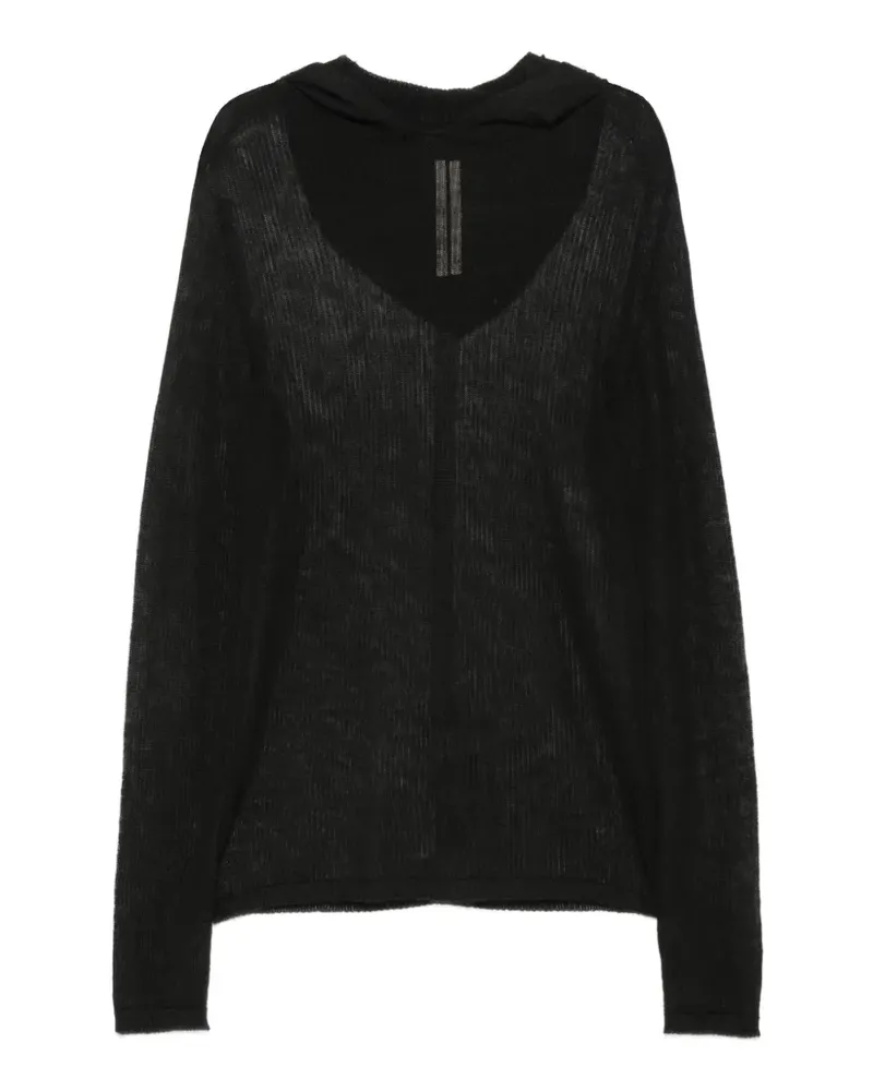 Rick Owens Semi-transparenter Hoodie - Schwarz Schwarz