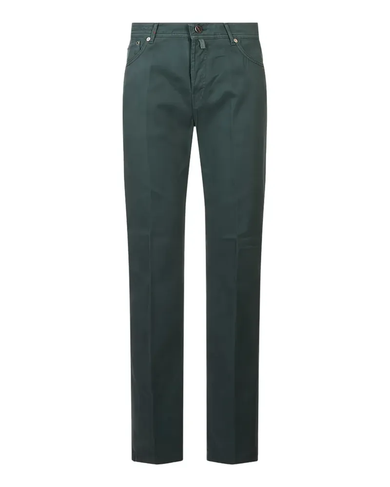 Kiton straight-leg logo-patch jeans - Grün Grün