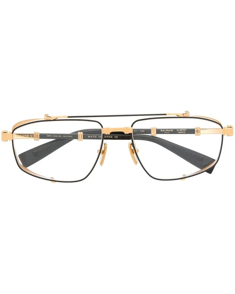 Balmain Zweifarbige Pilotenbrille - Schwarz Schwarz