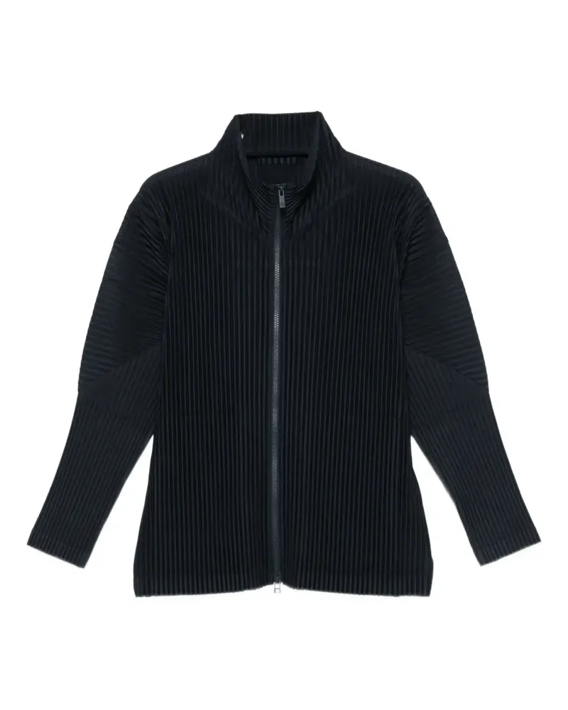 Issey Miyake pleated zip-up cardigan - Blau Blau