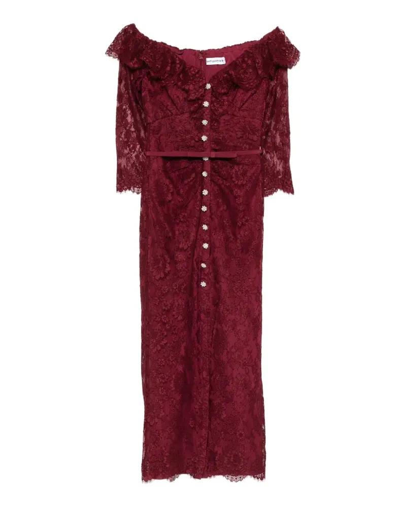 Self-Portrait lace button dress - Rot Rot
