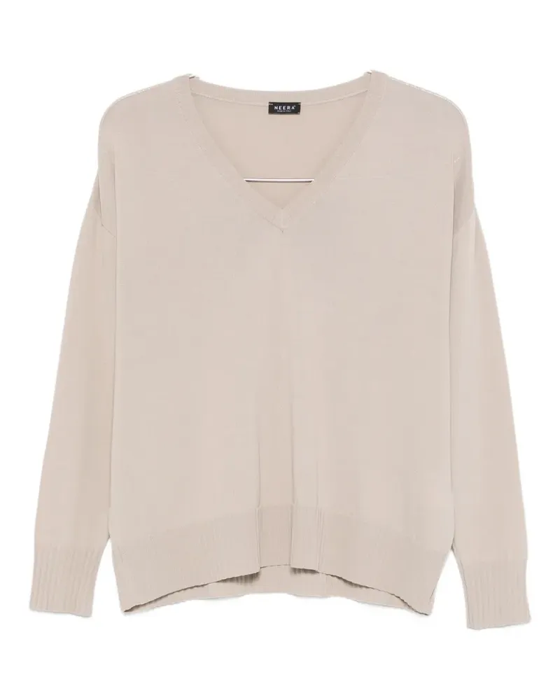NEERA V-neck long-sleeve top - Nude Nude